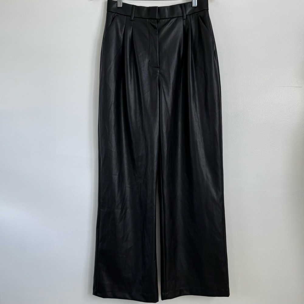 NWT Abercrombie & Fitch Curve Love Sloan Wide Leg Vegan Leather Pants Size M